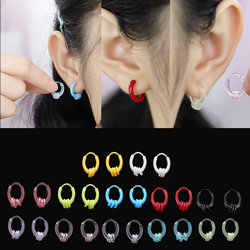 2 Pairs Dopamine Resin Earrings, Hypoallergenic Ear Cuffs